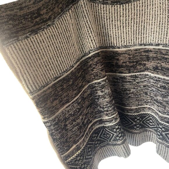 GAP One Size Chunky Cable Knit Heavy Wool Blend Earth Tones Brown Poncho Sweater - Picture 4 of 8